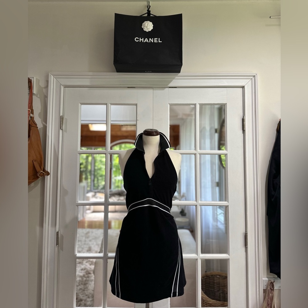 Chanel sport line black Terrycloth dress Sz 42